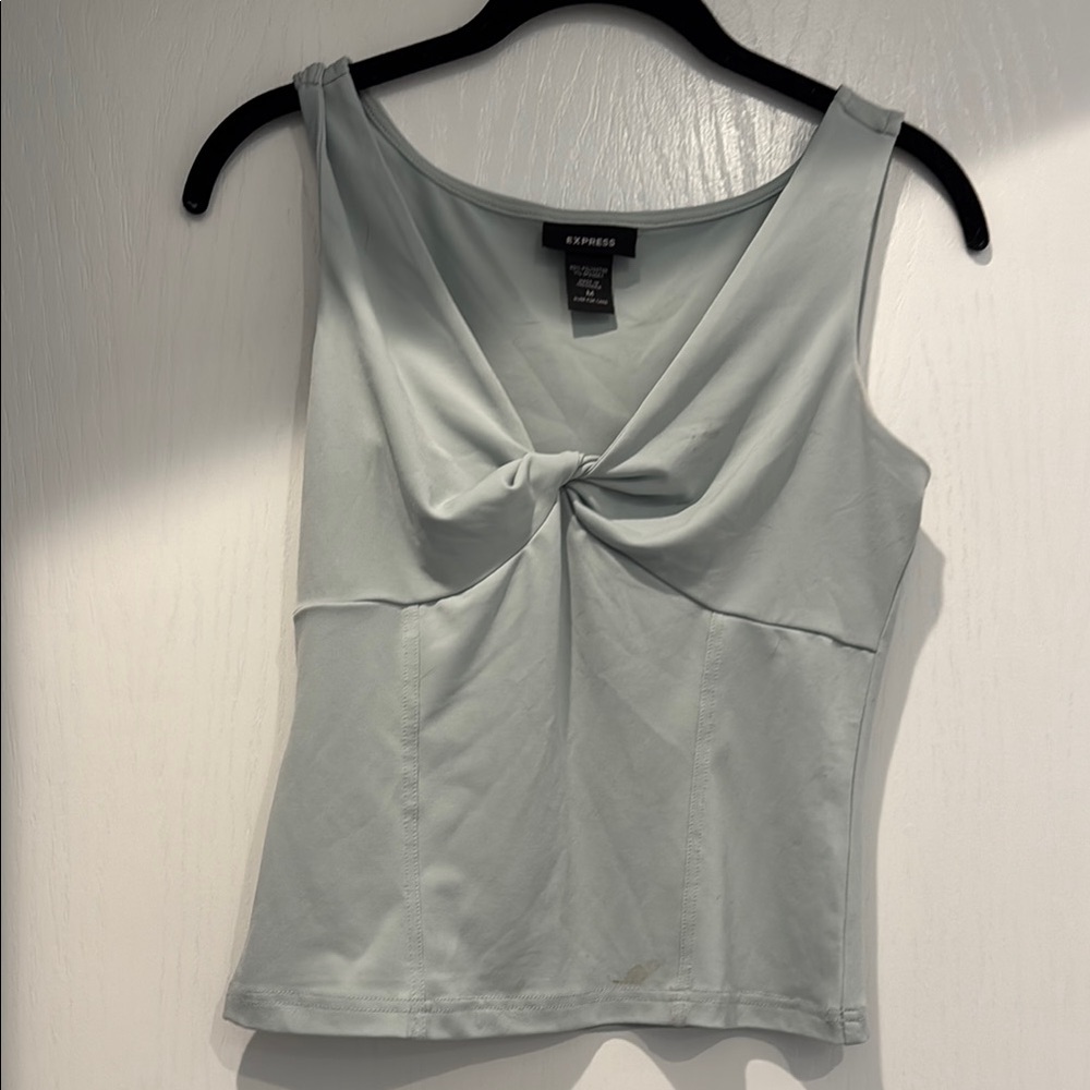 Express mint colored Fitted Sleeveless Tie Front Tank Top